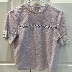 SHEIN Lavender Lace Trim Blouse